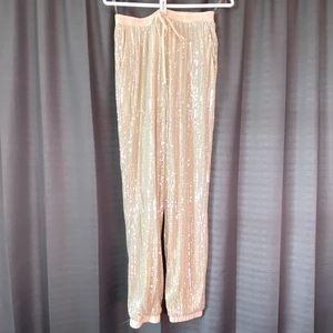 NWT M Champagne sparkle joggers w/pockets. Matching blazer as pictured in closet